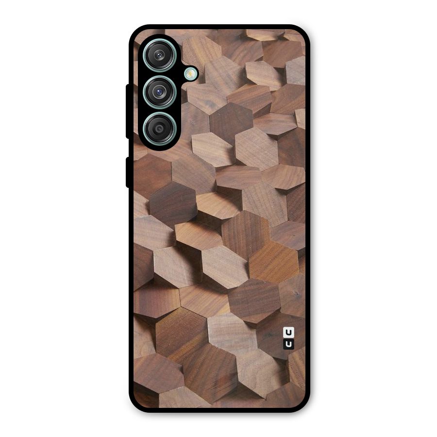 Uplifted Wood Hexagons Metal Back Case for Galaxy M55 5G
