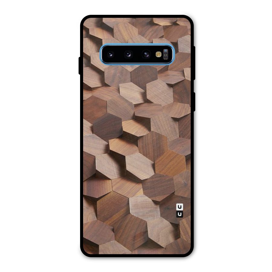 Uplifted Wood Hexagons Metal Back Case for Galaxy S10