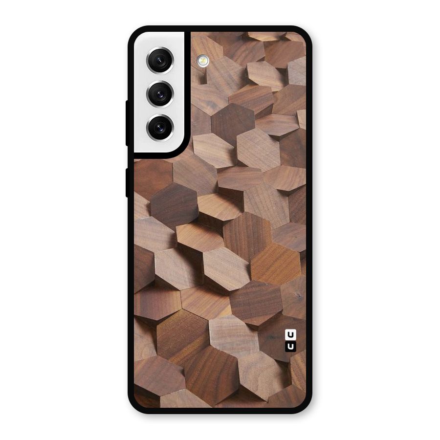 Uplifted Wood Hexagons Metal Back Case for Galaxy S21 FE 5G
