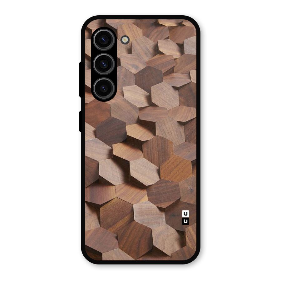 Uplifted Wood Hexagons Metal Back Case for Galaxy S23