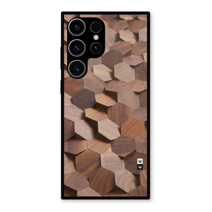 Uplifted Wood Hexagons Metal Back Case for Galaxy S23 Ultra