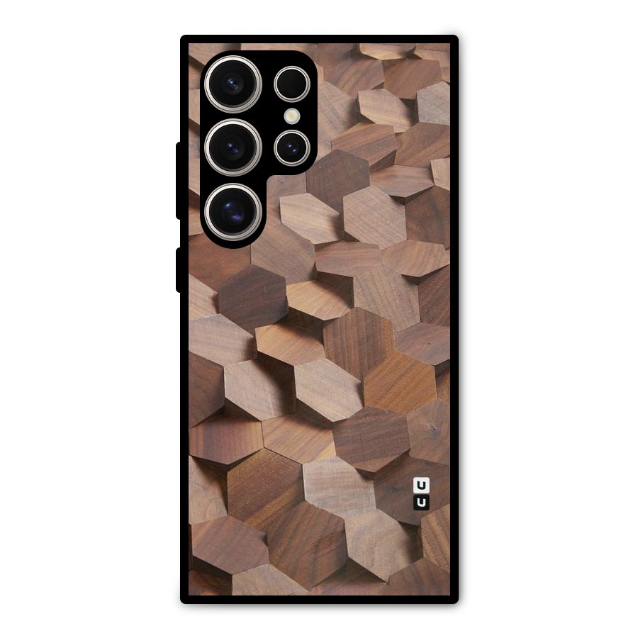 Uplifted Wood Hexagons Metal Back Case for Galaxy S24 Ultra