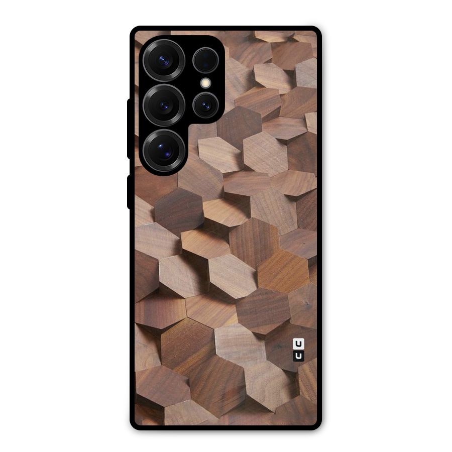 Uplifted Wood Hexagons Metal Back Case for Galaxy S25 Ultra