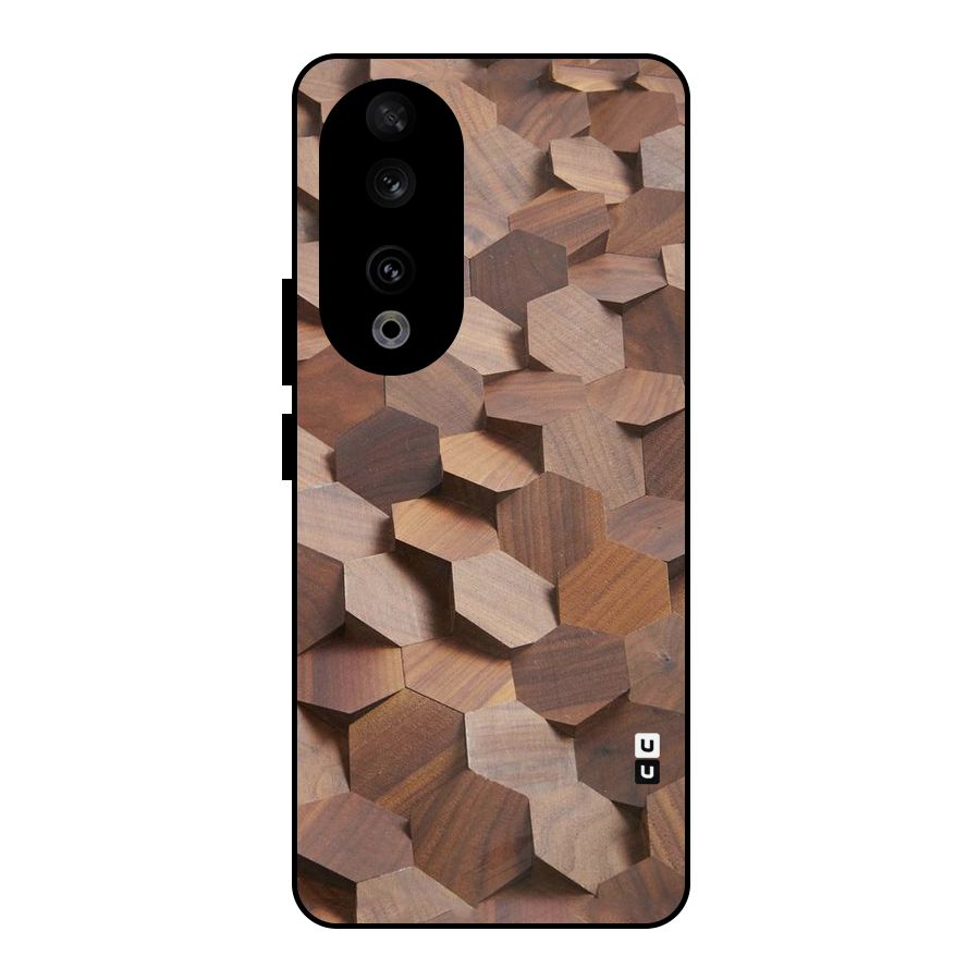 Uplifted Wood Hexagons Metal Back Case for Honor 90
