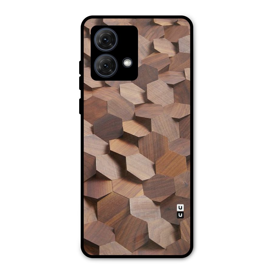 Uplifted Wood Hexagons Metal Back Case for Moto G84