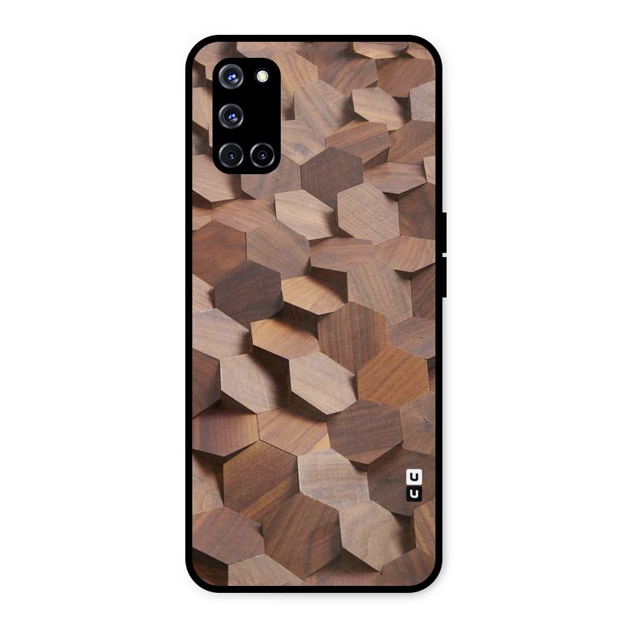 Uplifted Wood Hexagons Metal Back Case for Oppo A52