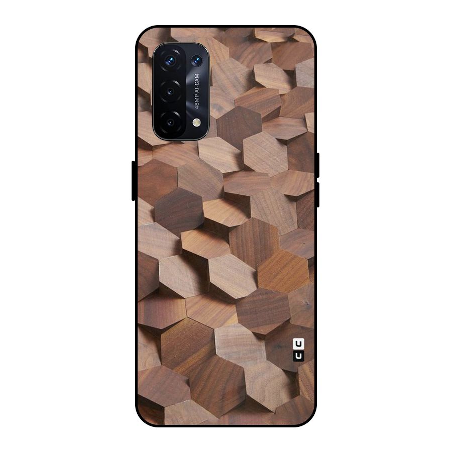 Uplifted Wood Hexagons Metal Back Case for Oppo A74 5G