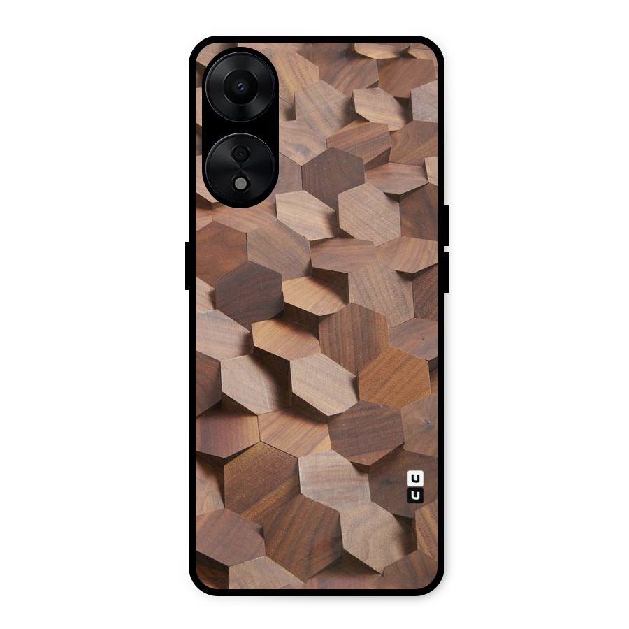 Uplifted Wood Hexagons Metal Back Case for Oppo A78 5G