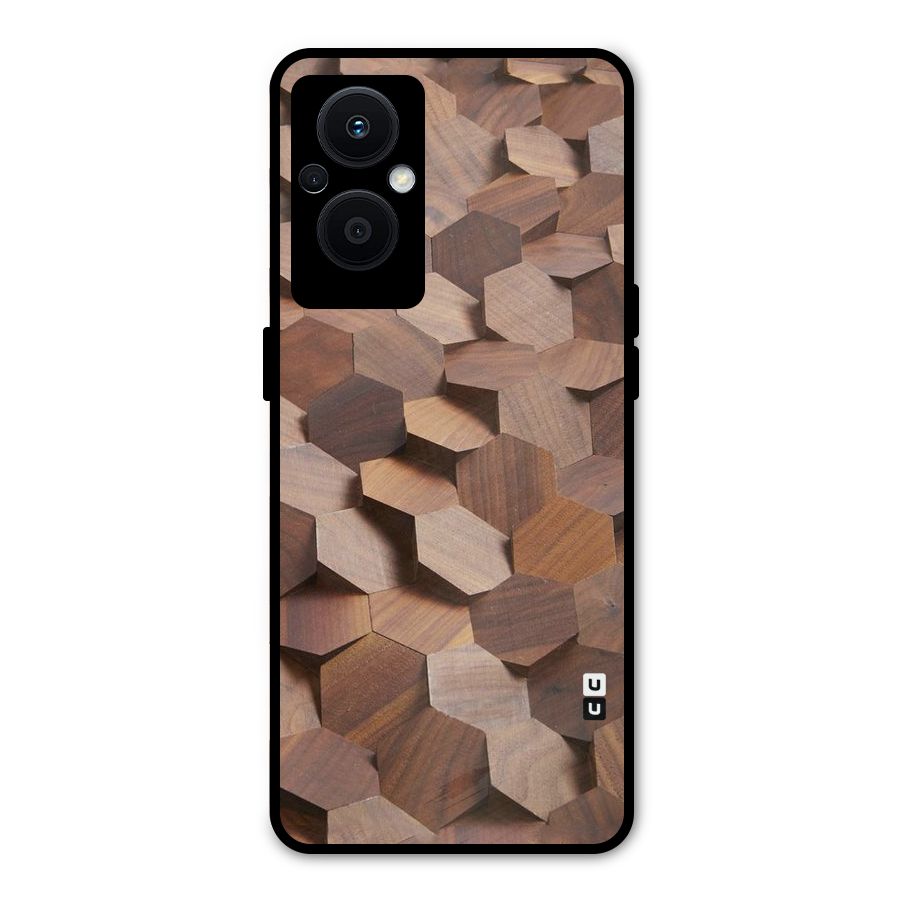 Uplifted Wood Hexagons Metal Back Case for Oppo F21 Pro 5G