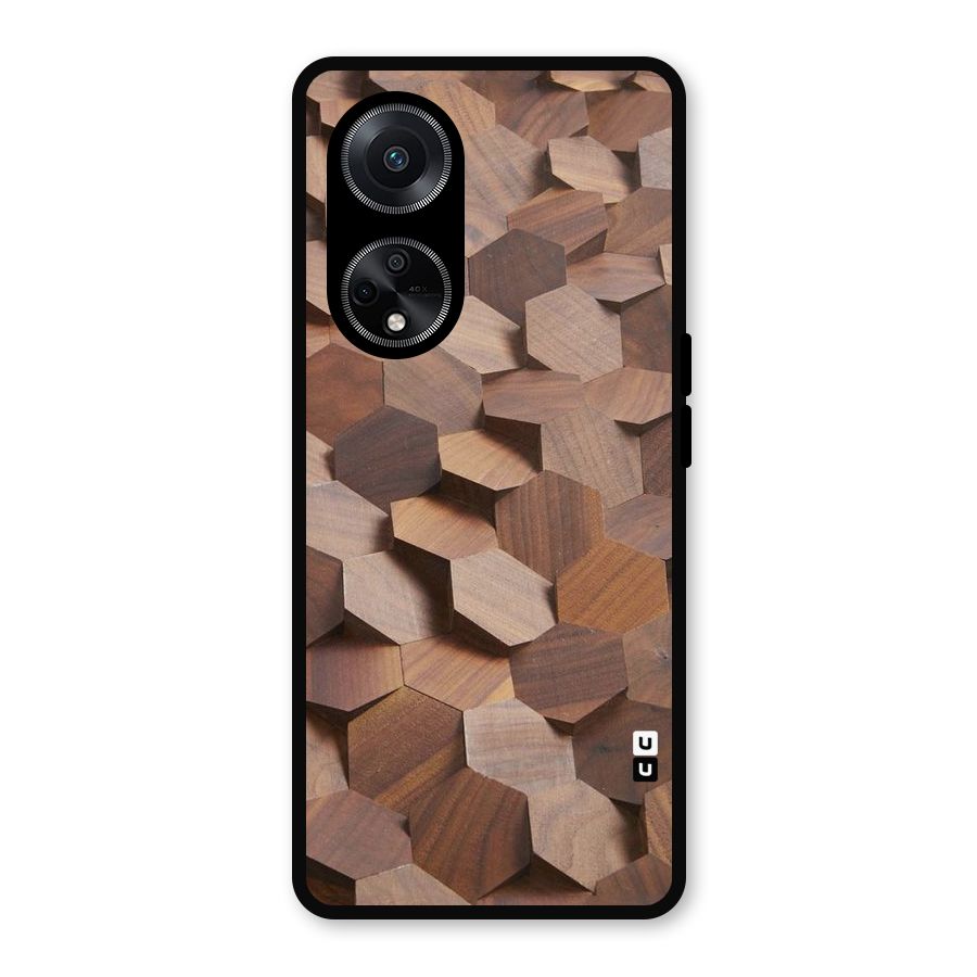 Uplifted Wood Hexagons Metal Back Case for Oppo F23