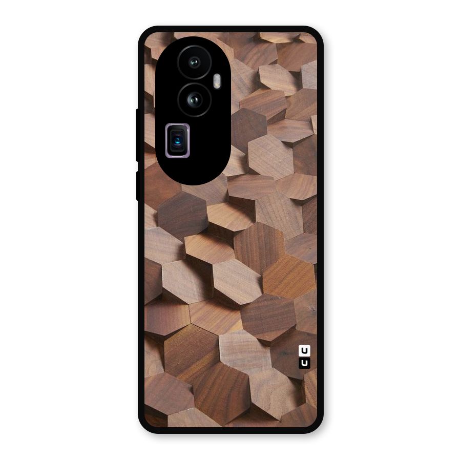 Uplifted Wood Hexagons Metal Back Case for Oppo Reno10 Pro Plus