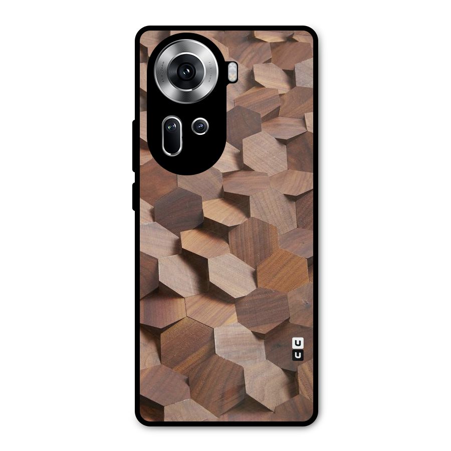Uplifted Wood Hexagons Metal Back Case for Oppo Reno11 5G