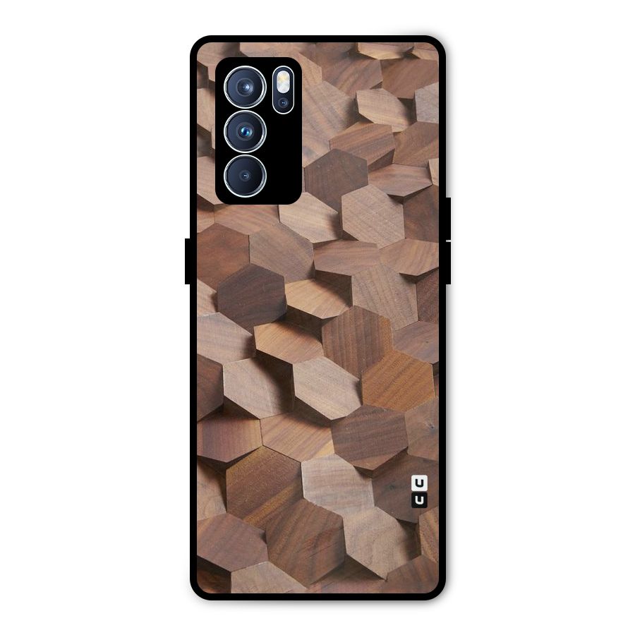 Uplifted Wood Hexagons Metal Back Case for Oppo Reno6 Pro 5G