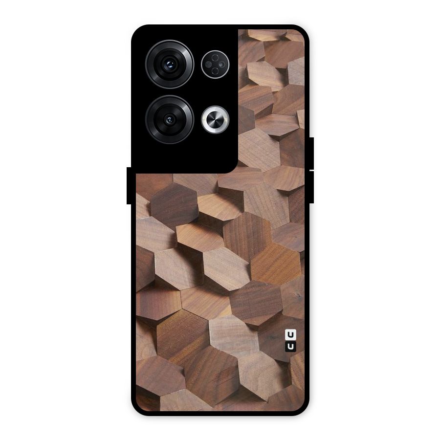Uplifted Wood Hexagons Metal Back Case for Oppo Reno8 Pro 5G