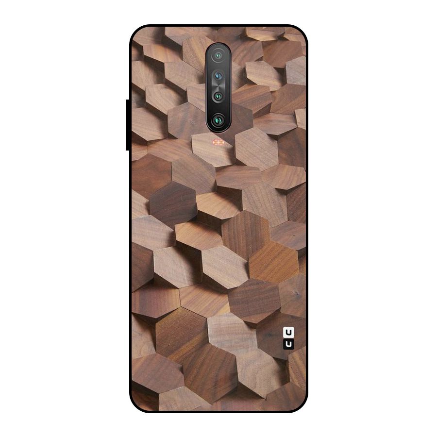 Uplifted Wood Hexagons Metal Back Case for Poco X2
