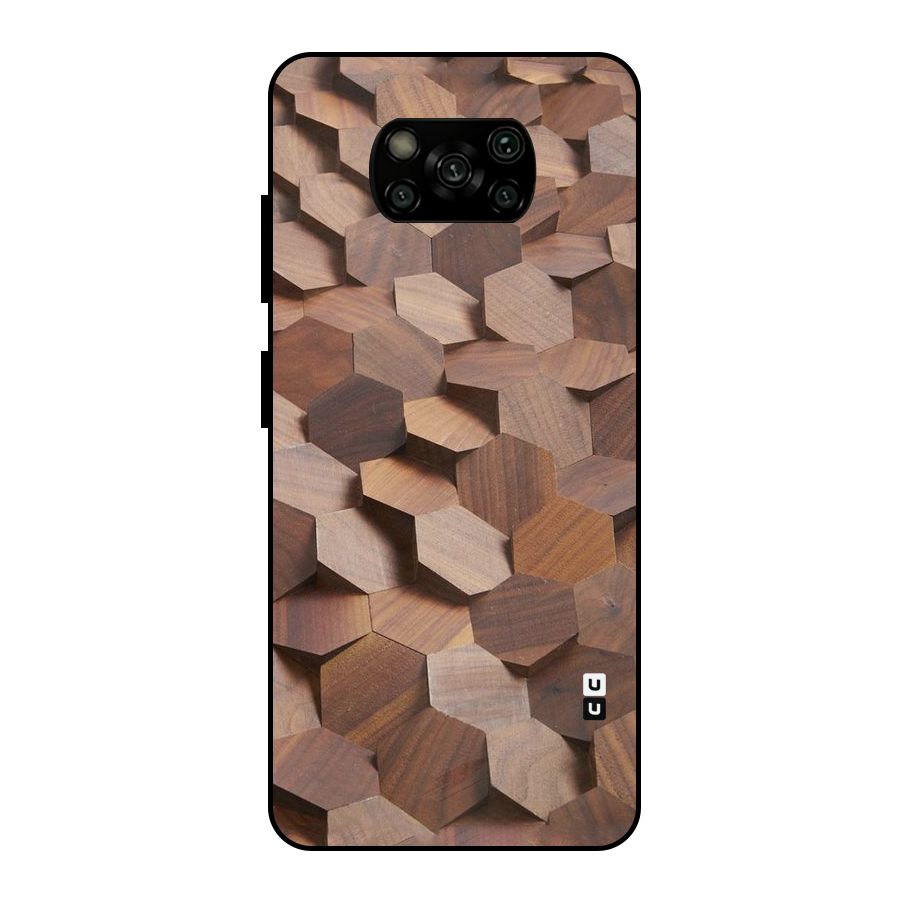 Uplifted Wood Hexagons Metal Back Case for Poco X3