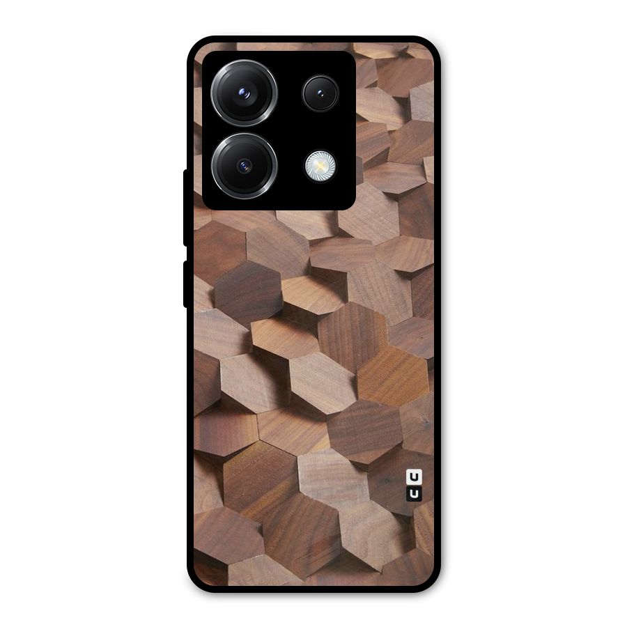 Uplifted Wood Hexagons Metal Back Case for Poco X6