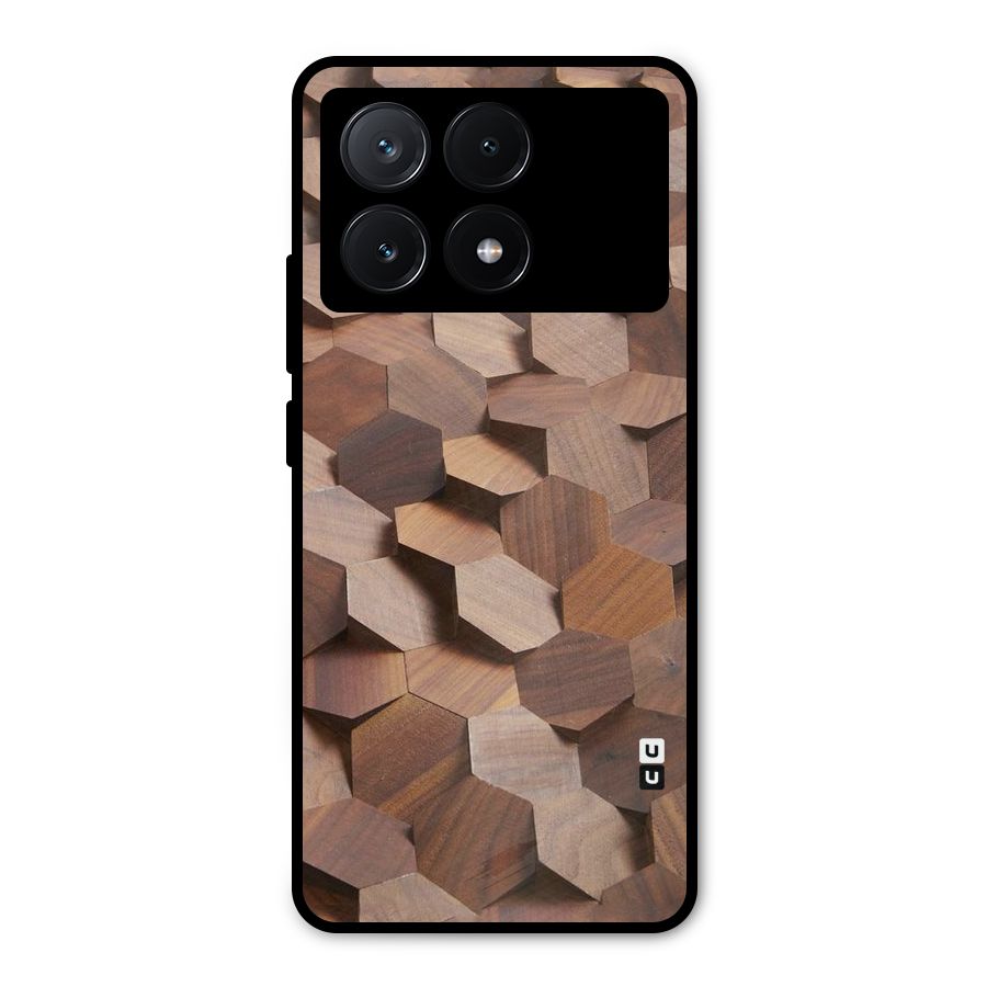 Uplifted Wood Hexagons Metal Back Case for Poco X6 Pro