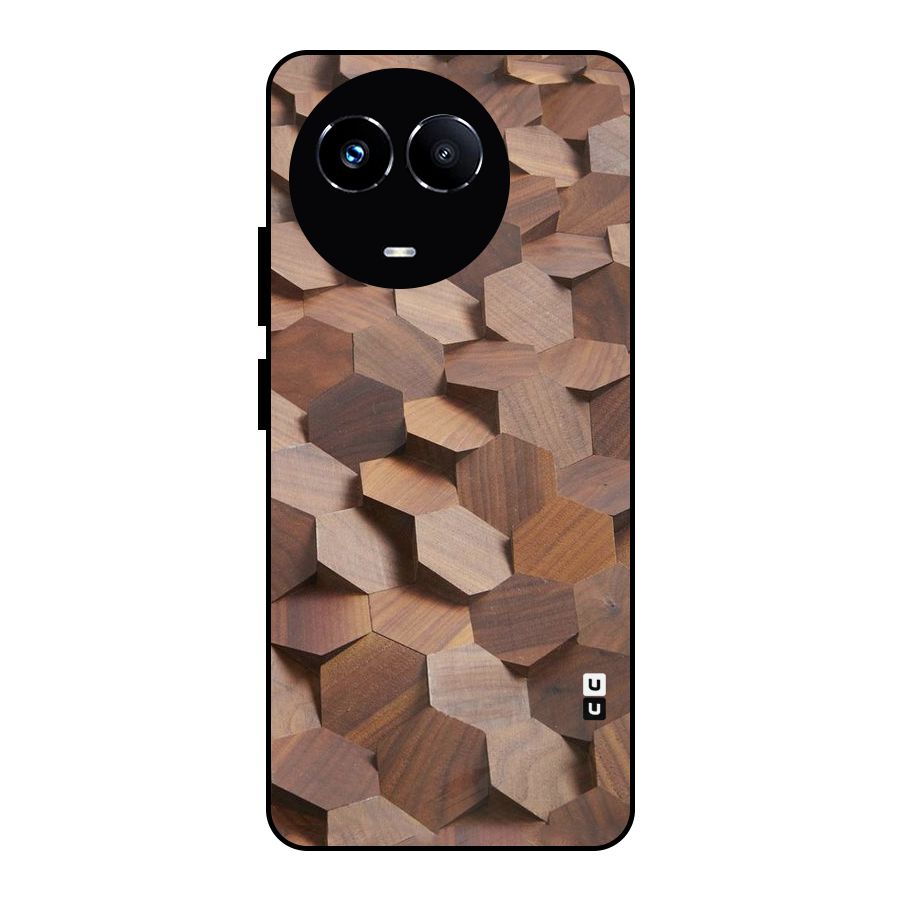 Uplifted Wood Hexagons Metal Back Case for Realme 11X