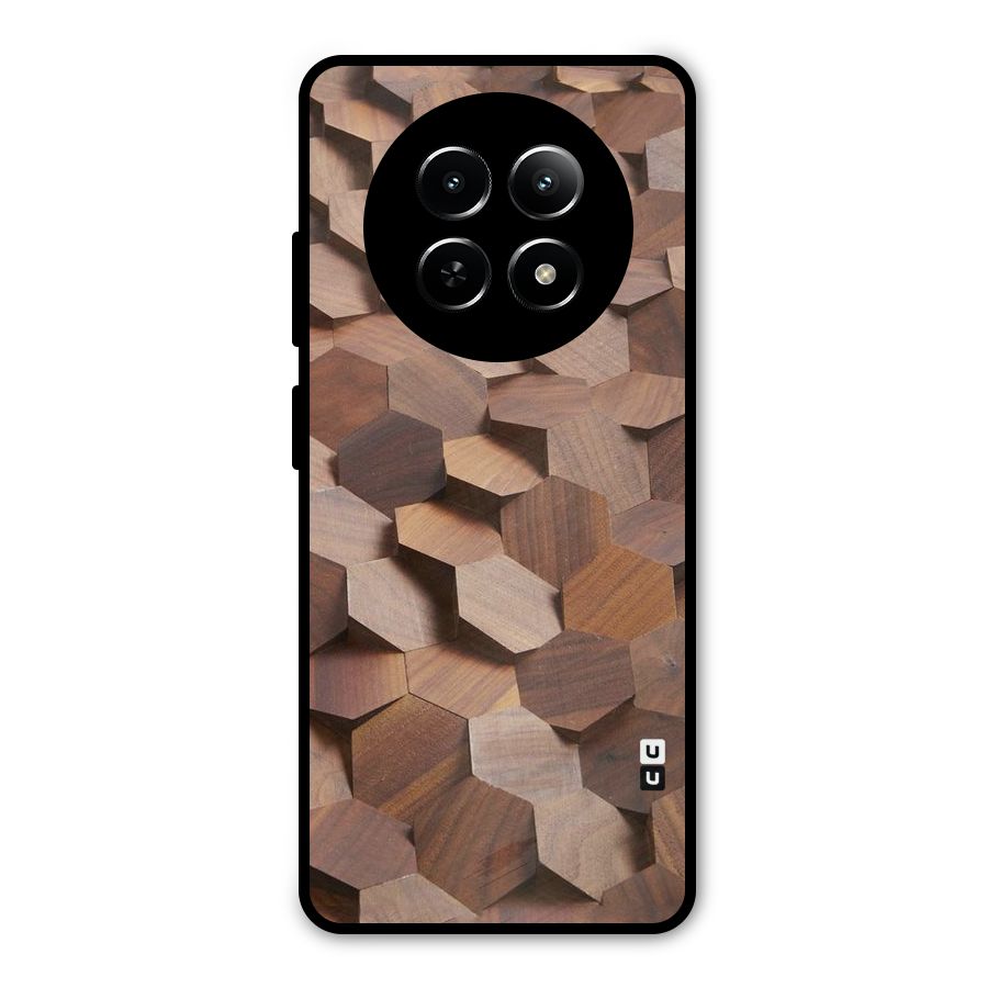 Uplifted Wood Hexagons Metal Back Case for Realme 12 5G
