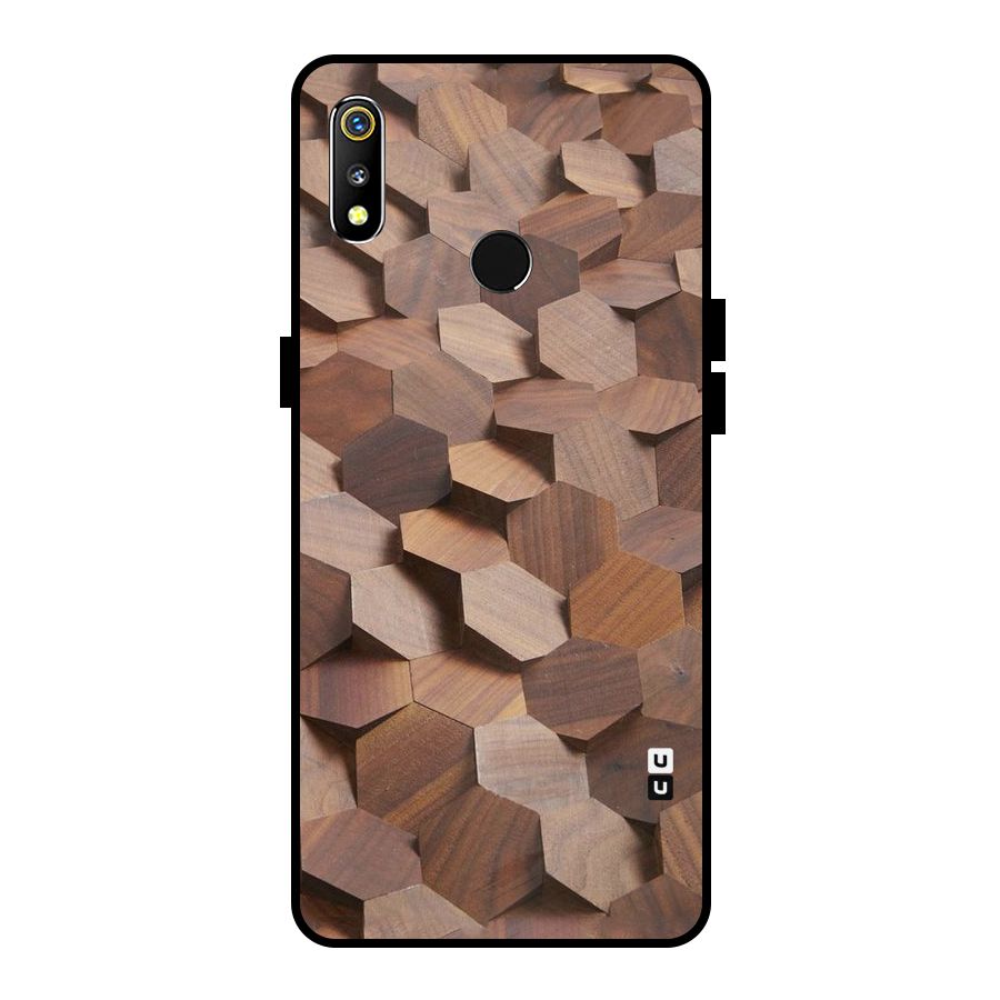 Uplifted Wood Hexagons Metal Back Case for Realme 3i