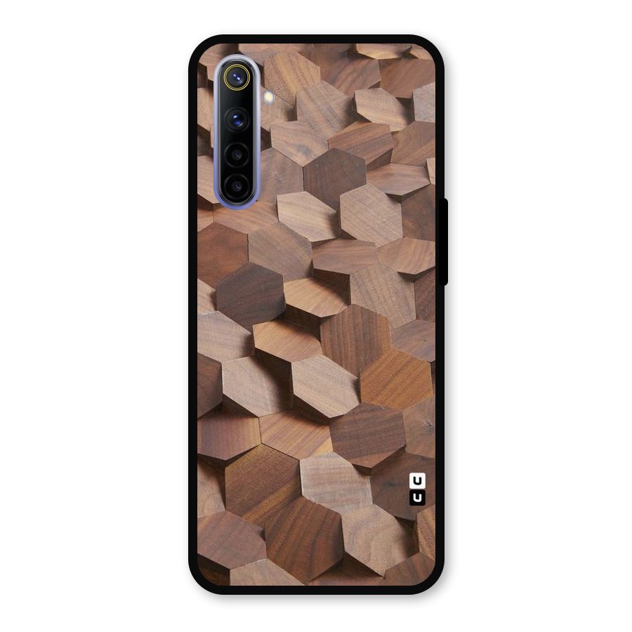 Uplifted Wood Hexagons Metal Back Case for Realme 6i