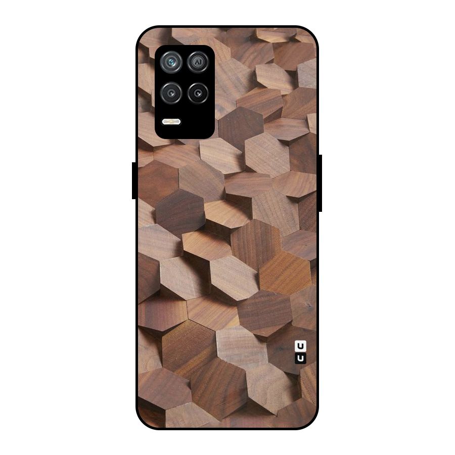 Uplifted Wood Hexagons Metal Back Case for Realme 8 5G