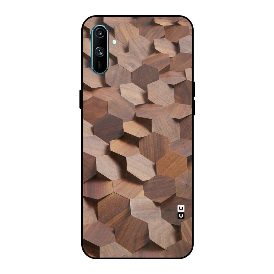 Uplifted Wood Hexagons Metal Back Case for Realme C3