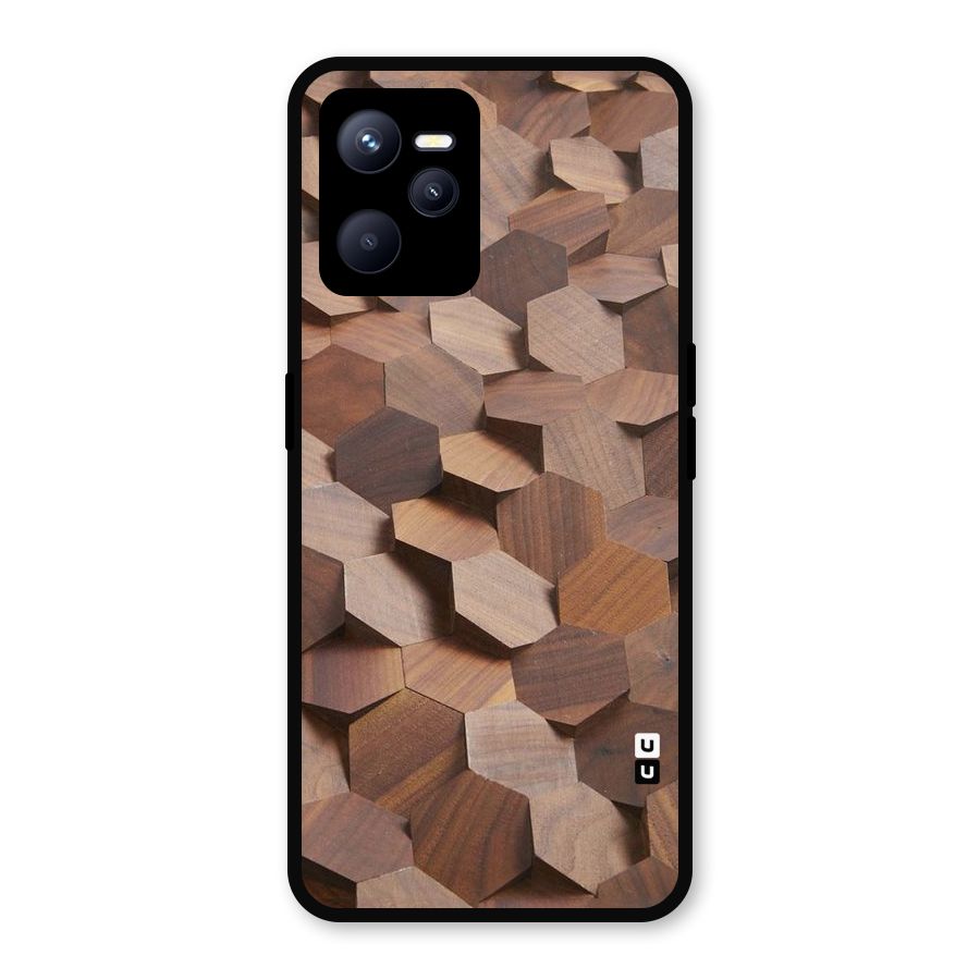 Uplifted Wood Hexagons Metal Back Case for Realme C35
