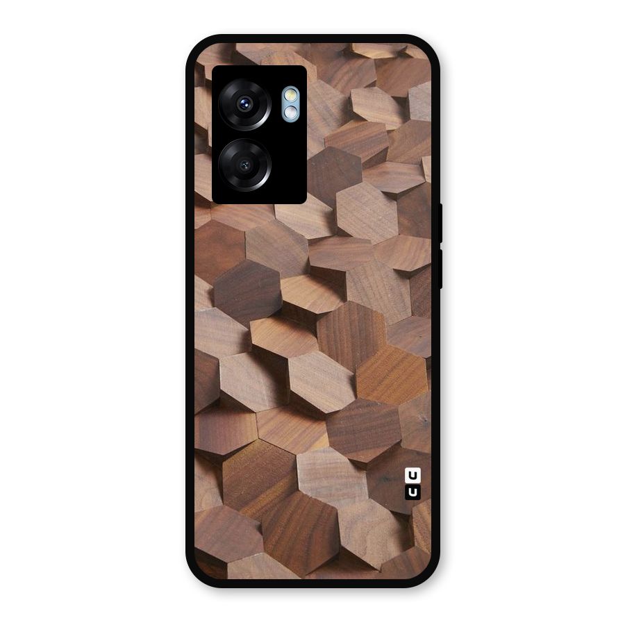 Uplifted Wood Hexagons Metal Back Case for Realme Narzo 50 5G