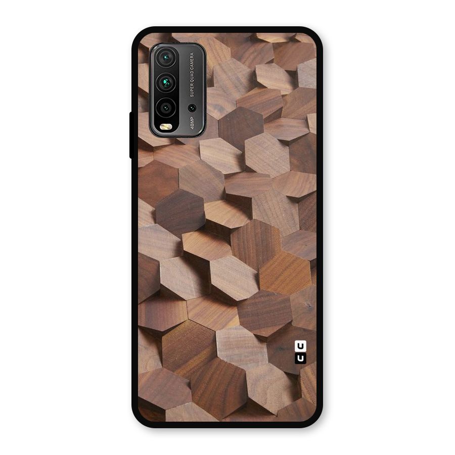 Uplifted Wood Hexagons Metal Back Case for Redmi 9 Power