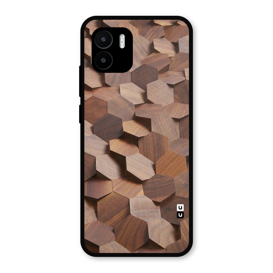 Uplifted Wood Hexagons Metal Back Case for Redmi A2