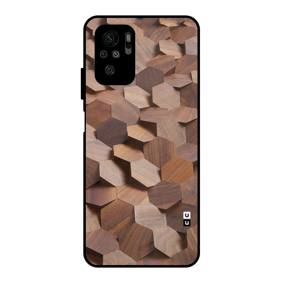Uplifted Wood Hexagons Metal Back Case for Redmi Note 10S