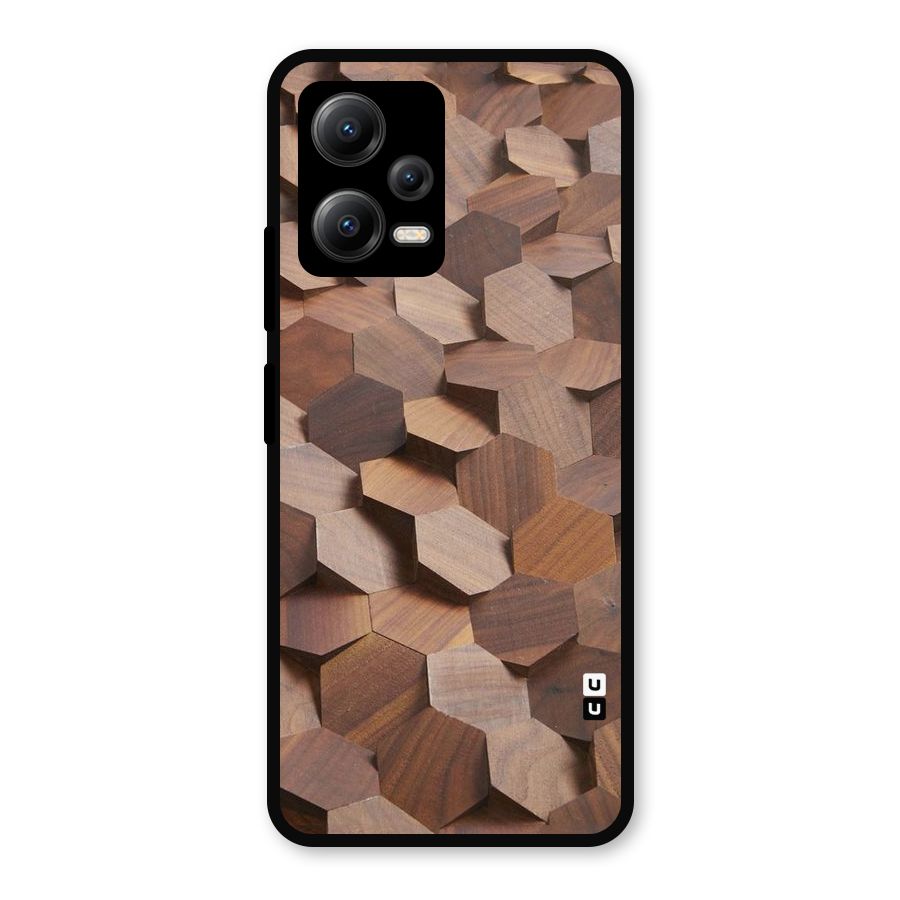 Uplifted Wood Hexagons Metal Back Case for Redmi Note 12 5G
