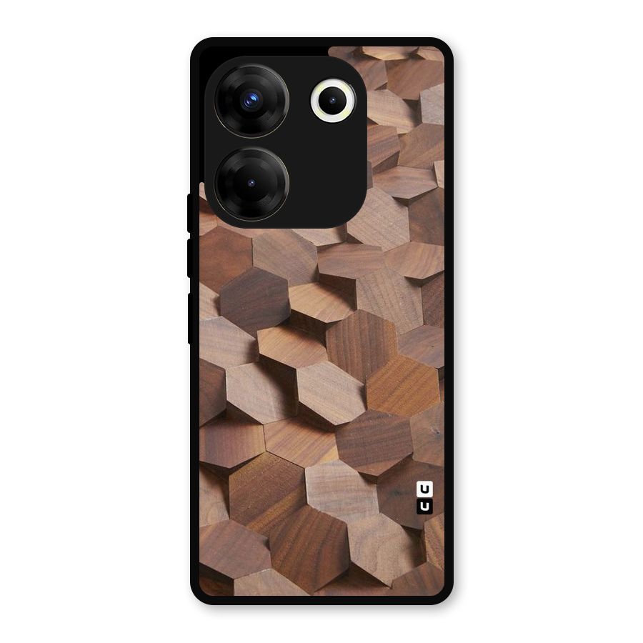 Uplifted Wood Hexagons Metal Back Case for Tecno Camon 20 Pro