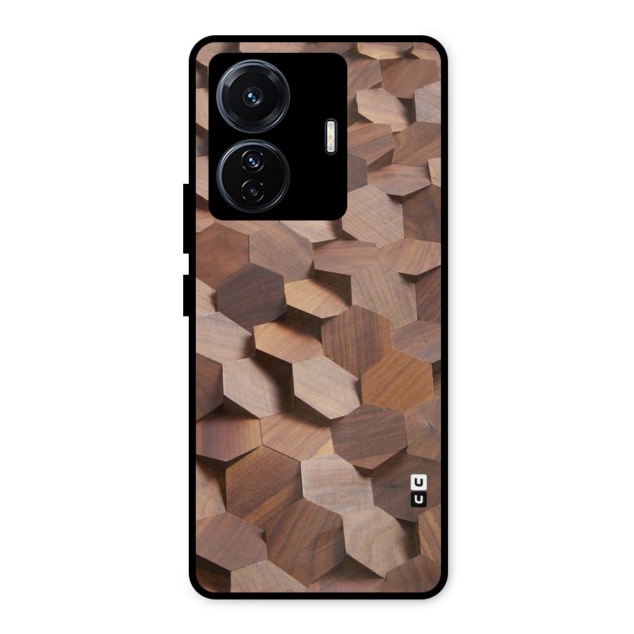 Uplifted Wood Hexagons Metal Back Case for Vivo T1 Pro