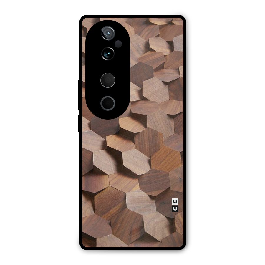 Uplifted Wood Hexagons Metal Back Case for Vivo T3 Ultra