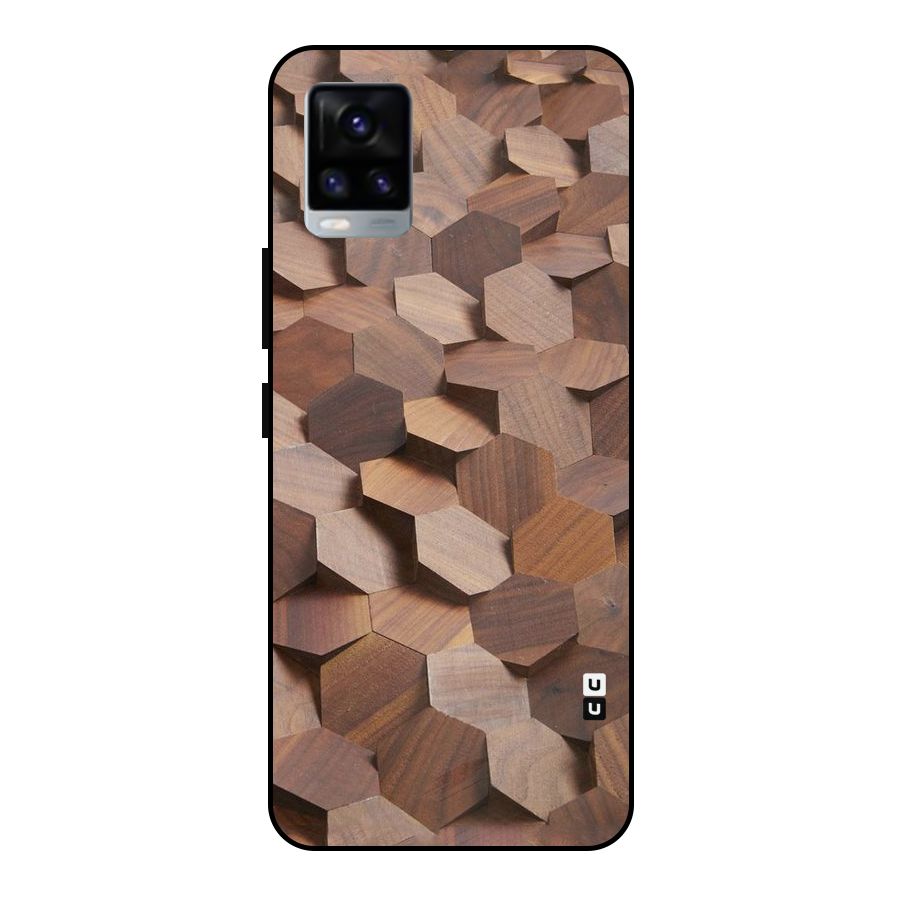 Uplifted Wood Hexagons Metal Back Case for Vivo V20 2021