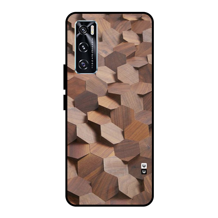 Uplifted Wood Hexagons Metal Back Case for Vivo V20 SE