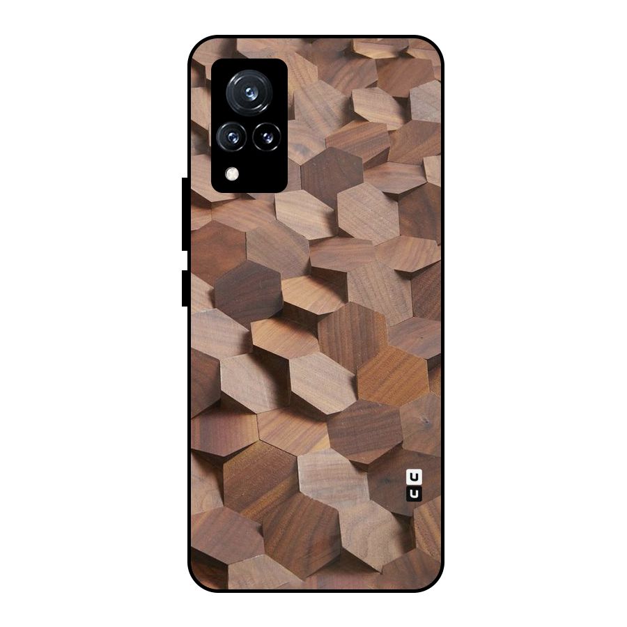 Uplifted Wood Hexagons Metal Back Case for Vivo V21 5G