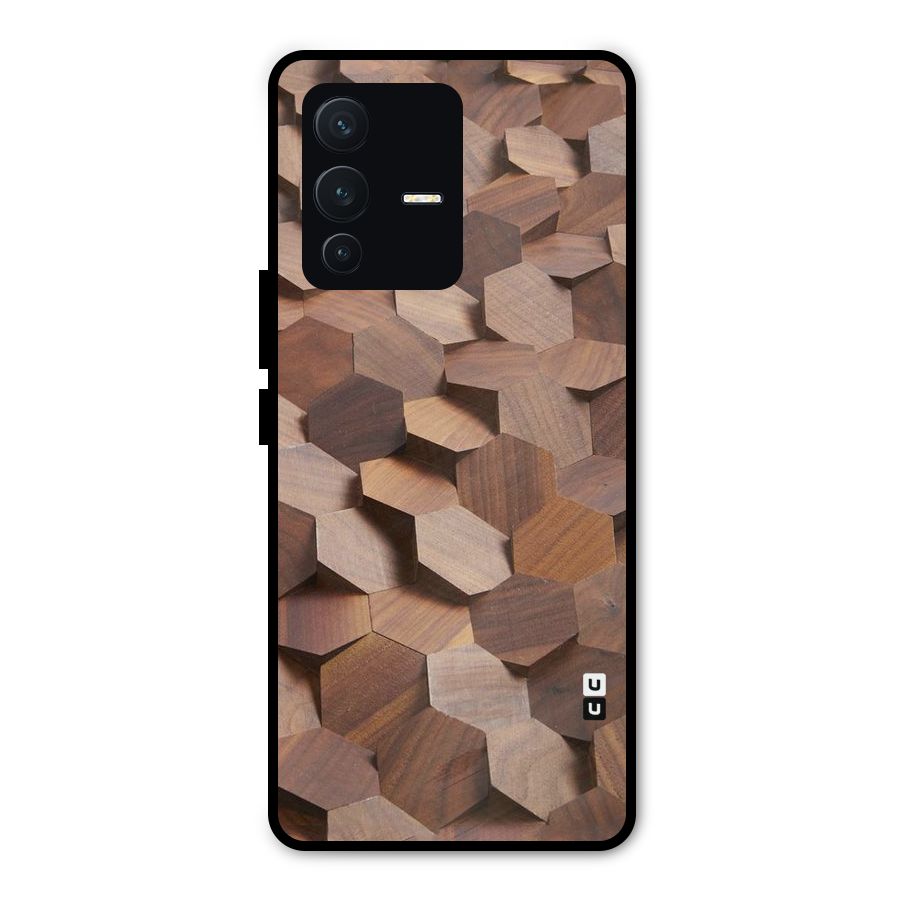 Uplifted Wood Hexagons Metal Back Case for Vivo V23 Pro