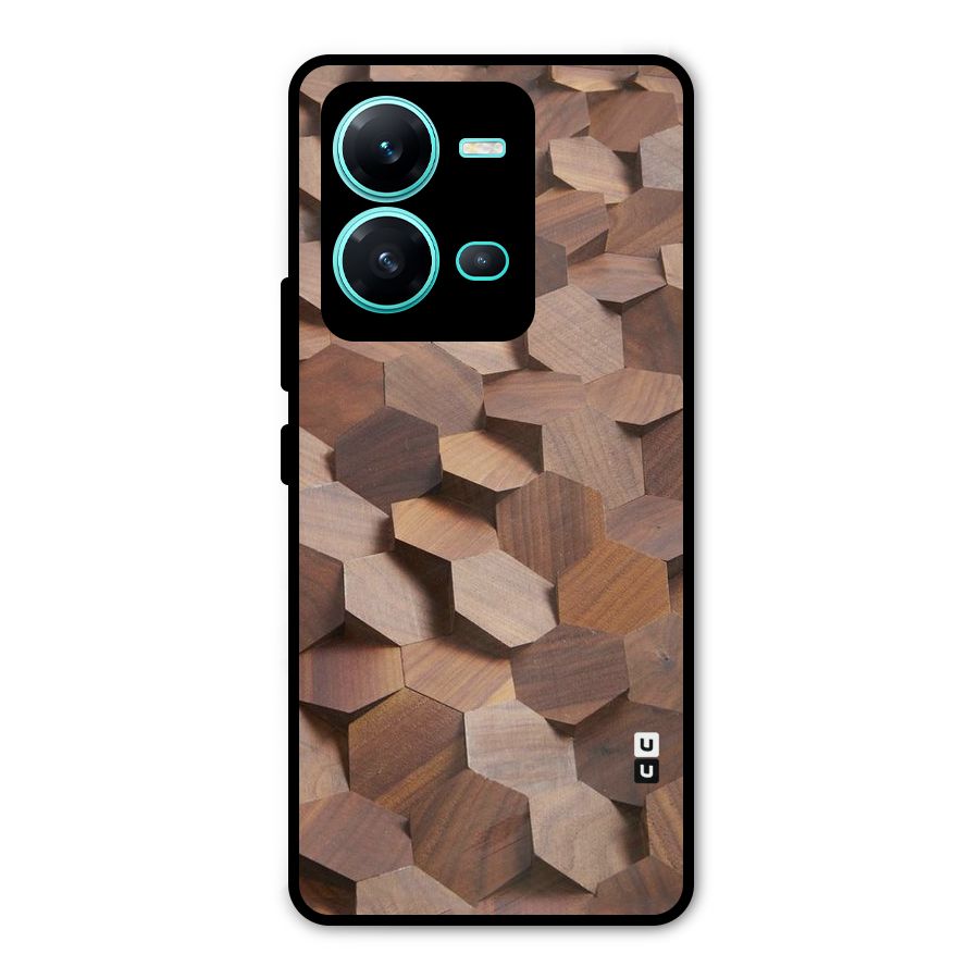 Uplifted Wood Hexagons Metal Back Case for Vivo V25