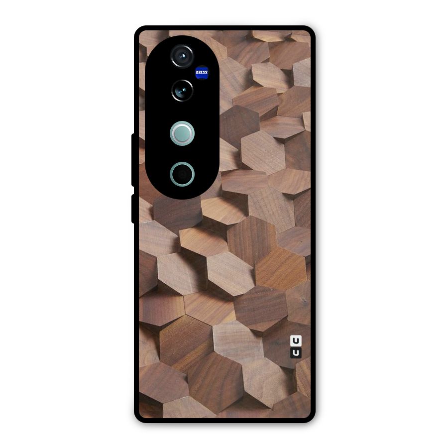 Uplifted Wood Hexagons Metal Back Case for Vivo V40