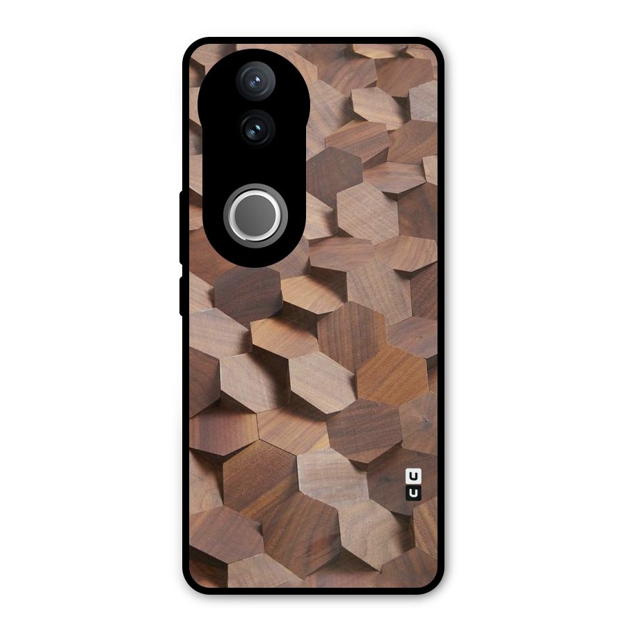 Uplifted Wood Hexagons Metal Back Case for Vivo V50e
