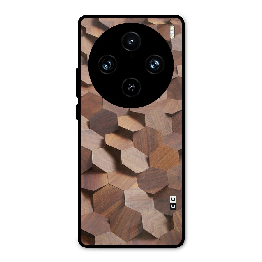 Uplifted Wood Hexagons Metal Back Case for Vivo X100 Pro