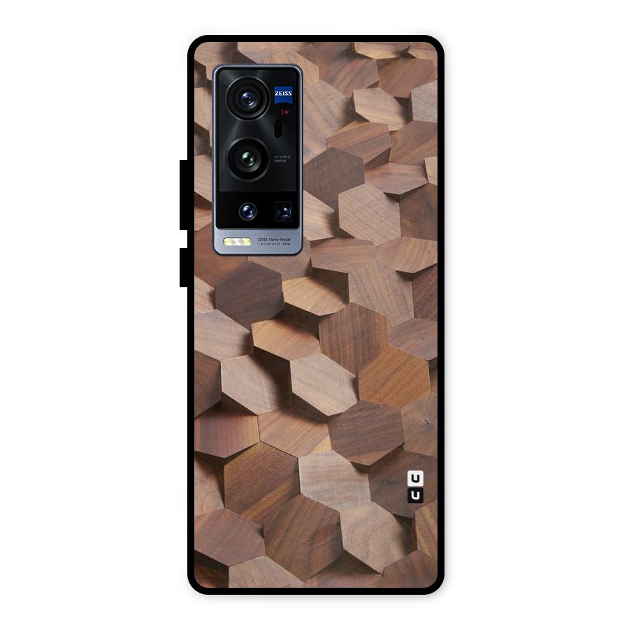 Uplifted Wood Hexagons Metal Back Case for Vivo X60 Pro Plus
