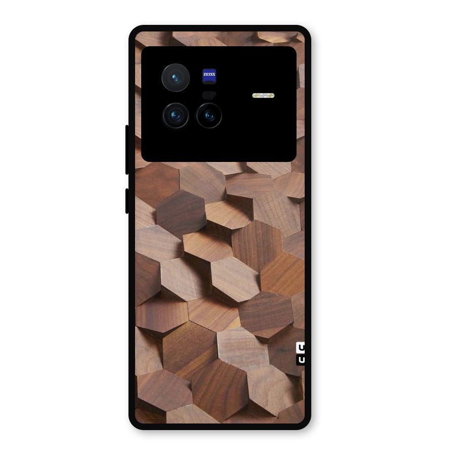 Uplifted Wood Hexagons Metal Back Case for Vivo X80