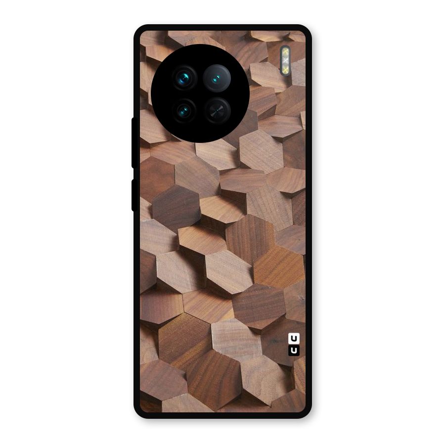 Uplifted Wood Hexagons Metal Back Case for Vivo X90