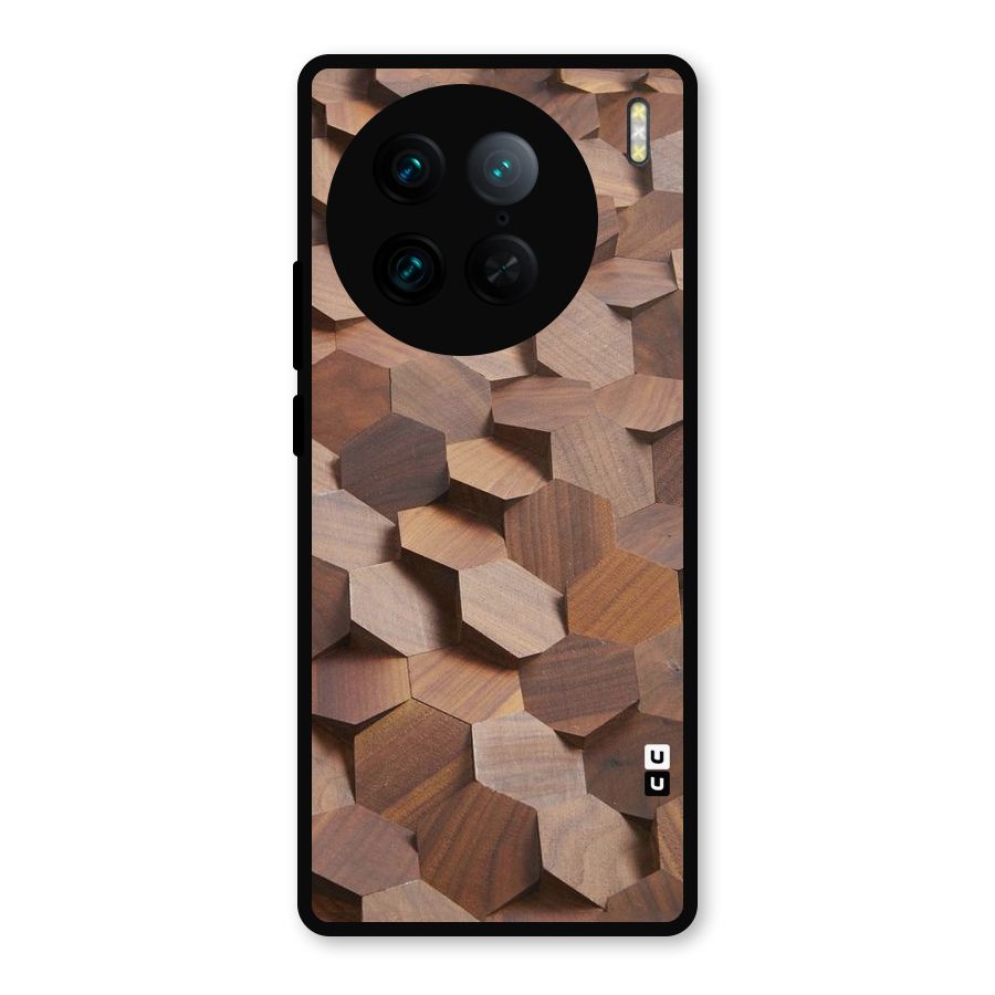 Uplifted Wood Hexagons Metal Back Case for Vivo X90 Pro