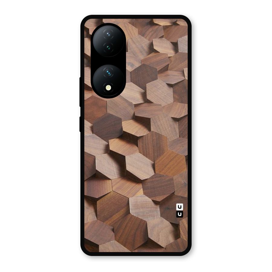 Uplifted Wood Hexagons Metal Back Case for Vivo Y100